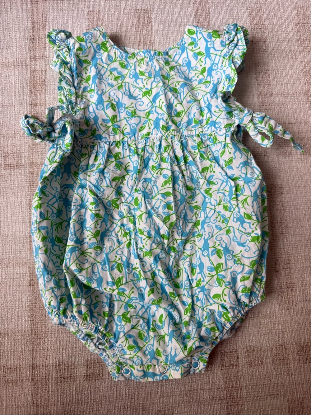 Lilly Pulitzer Blue & Green Monkey Floral Baby Romper